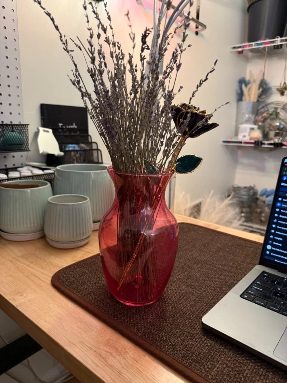 Red Glass Vase - Unbranded Decorative Flower Vase